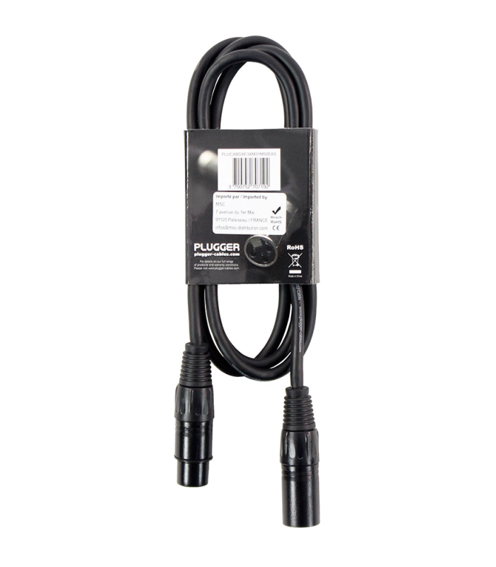 PLUGGER Câble DMX XLR Femelle 3b - XLR Mâle 3b 1m50 Easy