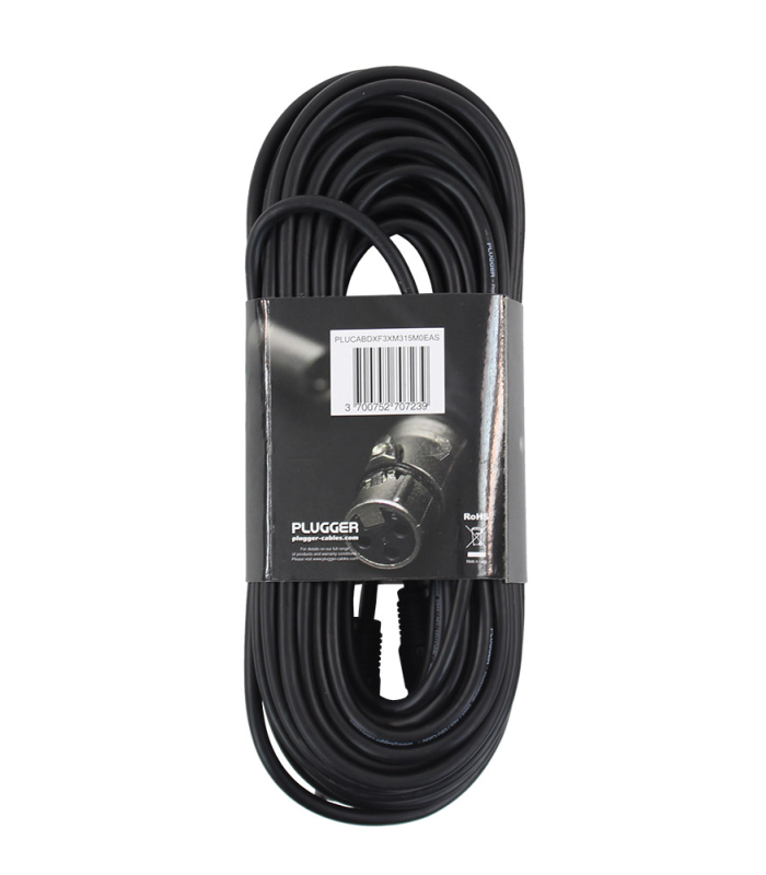 PLUGGER Câble DMX XLR Femelle 3b - XLR Mâle 3b 15m Easy