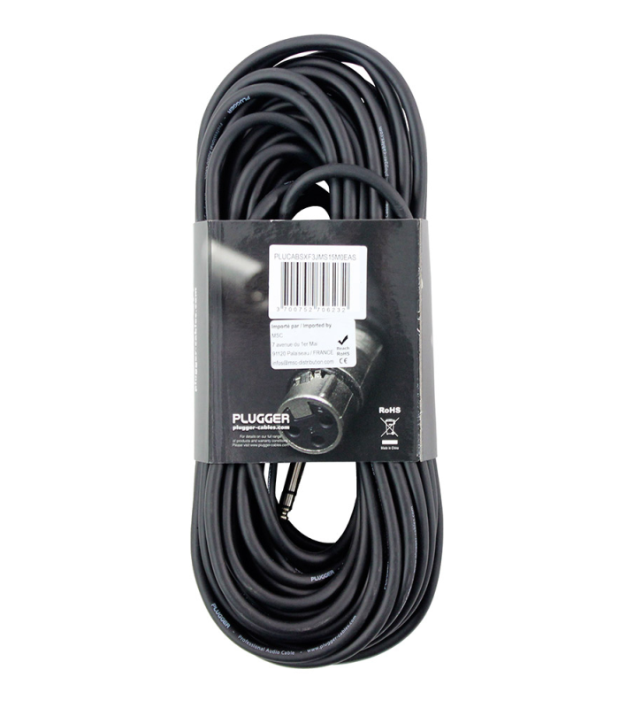 PLUGGER Câble XLR Femelle - Jack Mâle Stéréo 15m Easy