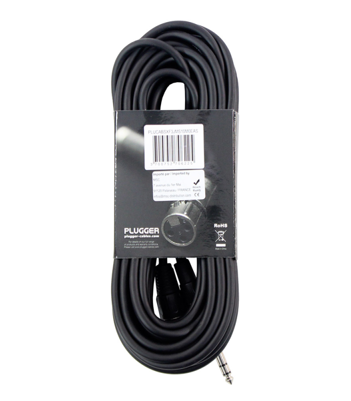 PLUGGER Câble XLR Femelle - Jack Mâle Stéréo 10m Easy