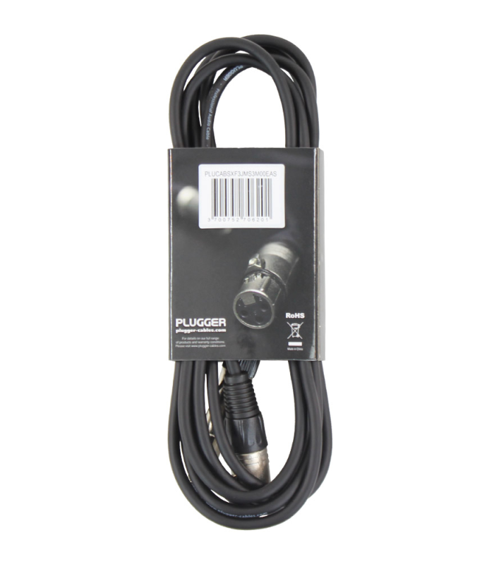 PLUGGER Câble XLR Femelle - Jack Mâle Stéréo 3m Easy