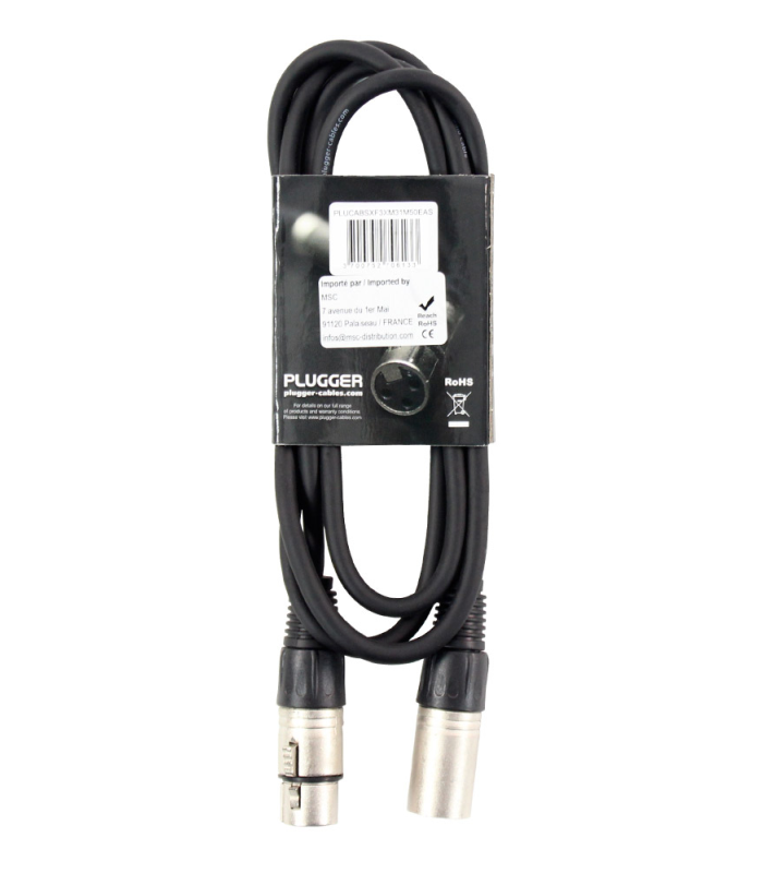 PLUGGER Câble XLR Femelle 3b - XLR Mâle 3b 1.50m Easy
