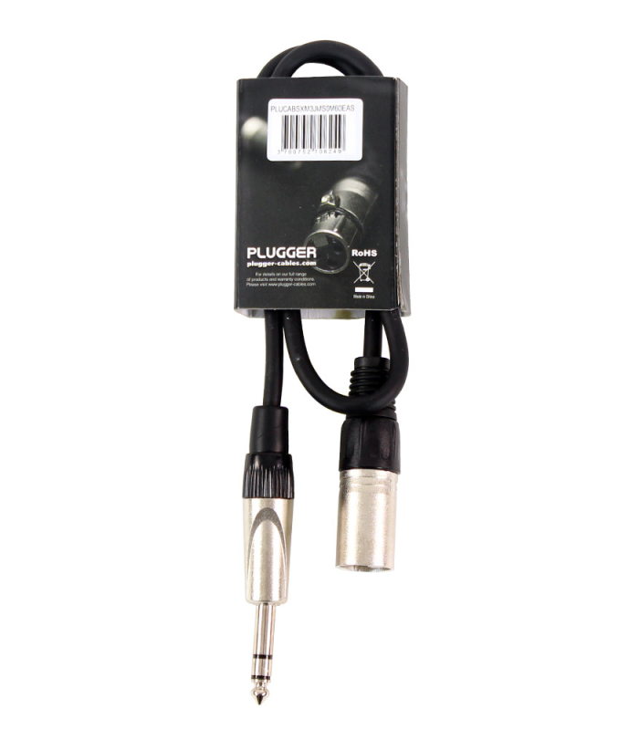 PLUGGER Câble XLR Mâle 3b - Jack Mâle Stéréo 0.6m Easy