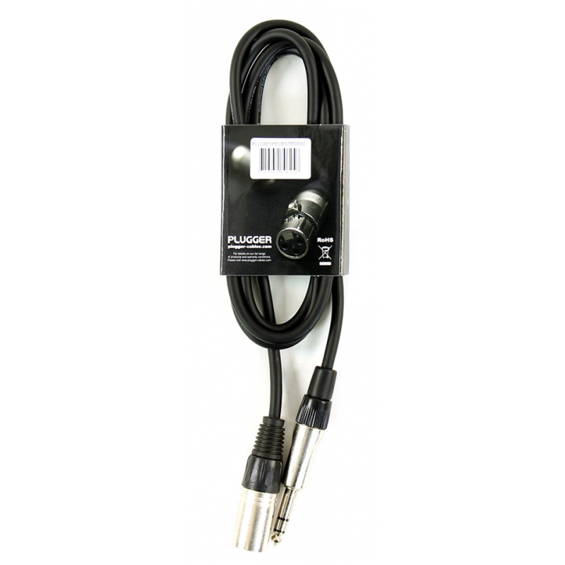 PLUGGER Câble XLR Mâle 3b - Jack Mâle Stéréo 1.5m Easy