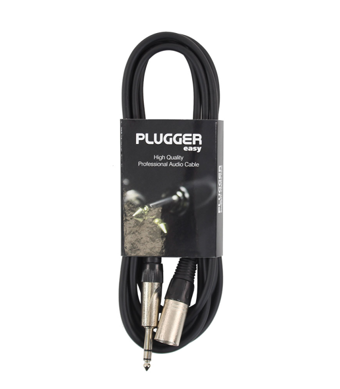 PLUGGER Câble XLR Mâle 3b - Jack Mâle Stéréo 3m Easy