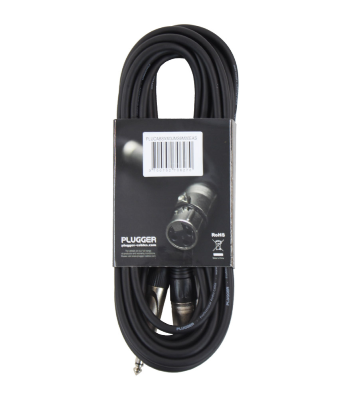 PLUGGER Câble XLR Mâle 3b - Jack Mâle Stéréo 6m Easy