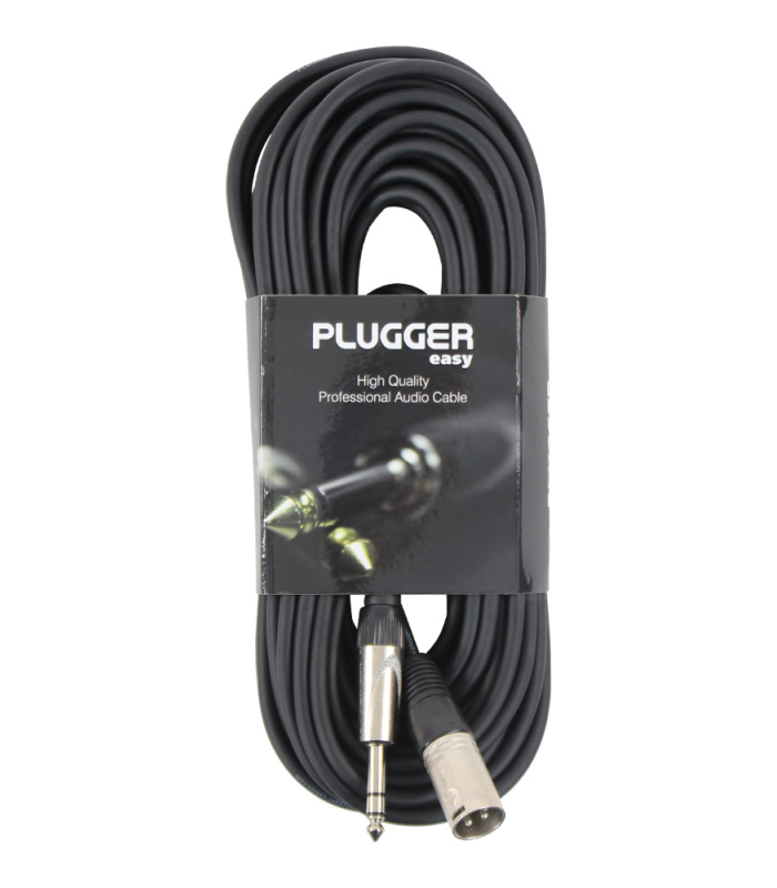 PLUGGER Câble XLR Mâle 3b - Jack Mâle Stéréo 15m Easy