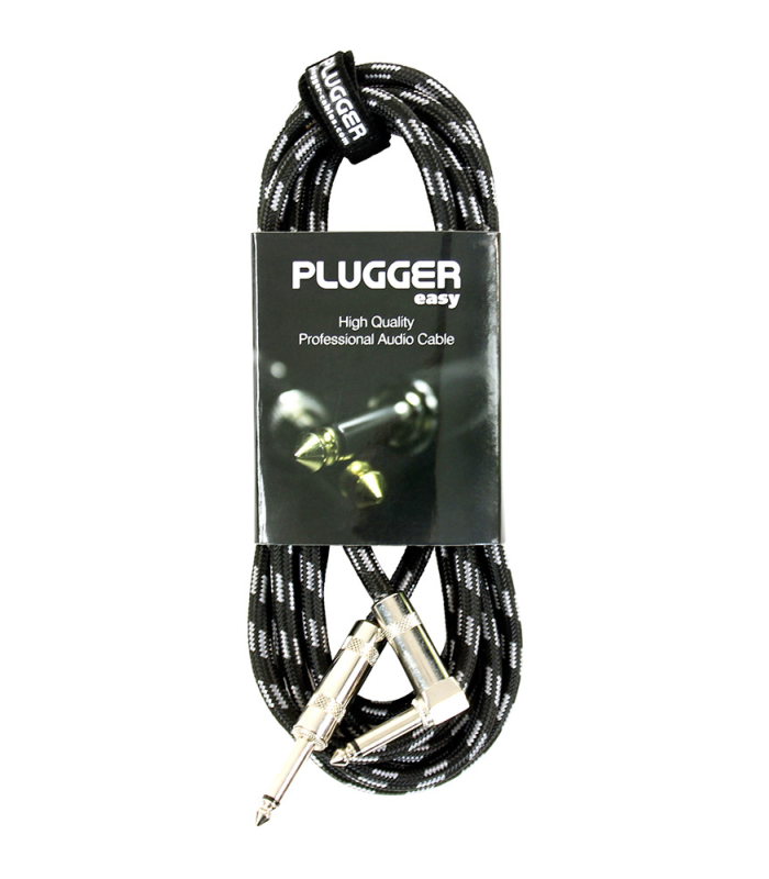 PLUGGER Câble Tweed Jack Mâle Mono - Jack Mâle Mono Coudé 3m Easy