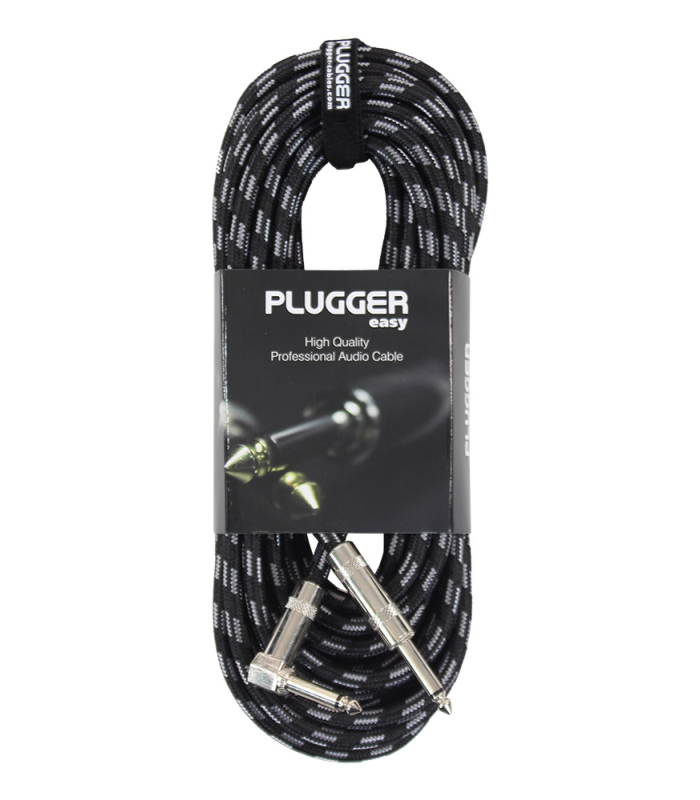 PLUGGER Câble Tweed Jack Mâle Mono - Jack Mâle Mono Coudé 10m Easy