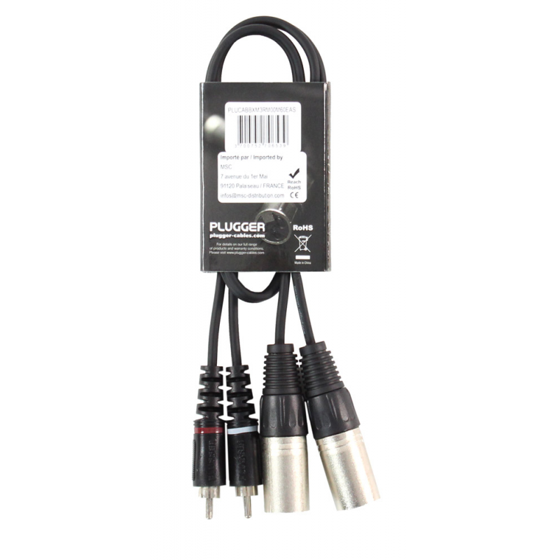 PLUGGER Câble Bretelle XLR Mâle 3b - RCA Mâle 0.60m Easy