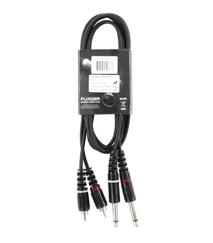 PLUGGER Câble Bretelle RCA Mâle - Jack Mâle Mono 1.50m Easy
