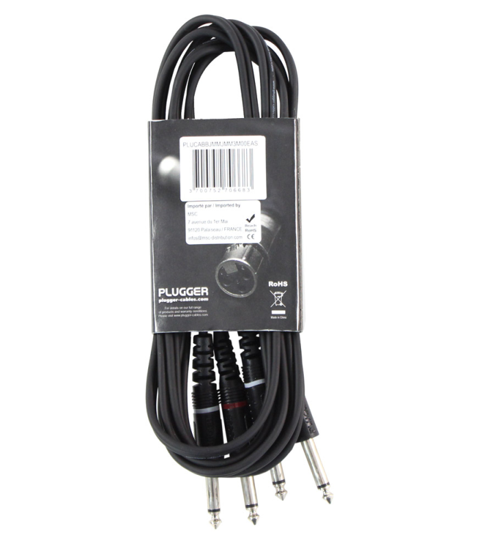PLUGGER Câble Bretelle Jack Mâle Mono - Jack Mâle Mono 3m Easy