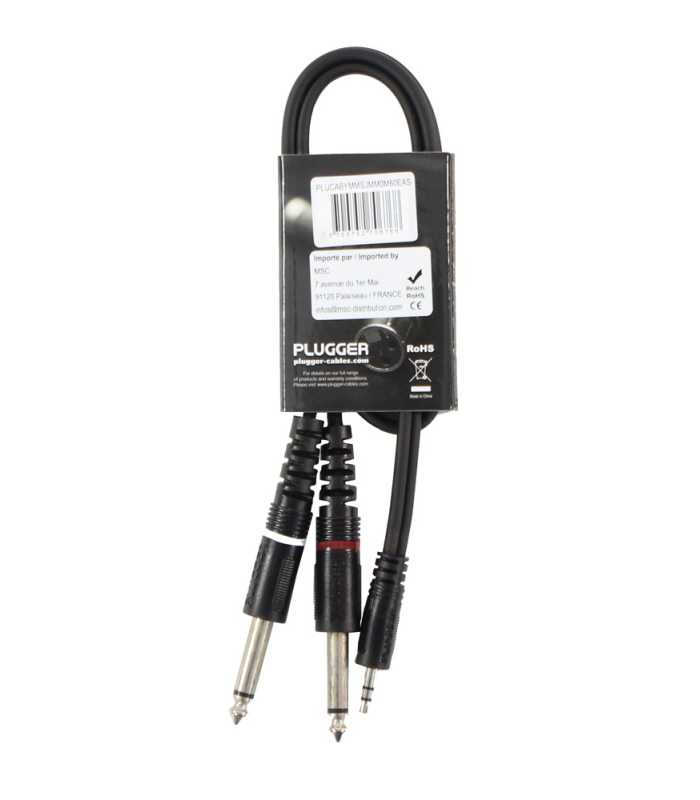 PLUGGER Câble Y Mini Jack Mâle Stéréo - Jack Mâle Mono 0.60m Easy