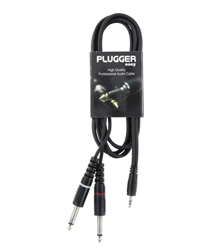 PLUGGER Câble Y Mini Jack Mâle Stéréo - Jack Mâle Mono 1.50m Easy