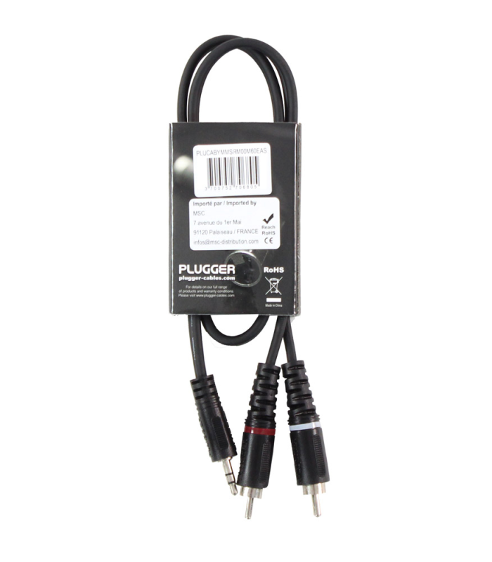 PLUGGER Câble Y Mini Jack Mâle Stéréo - RCA Mâle 0.60m Easy