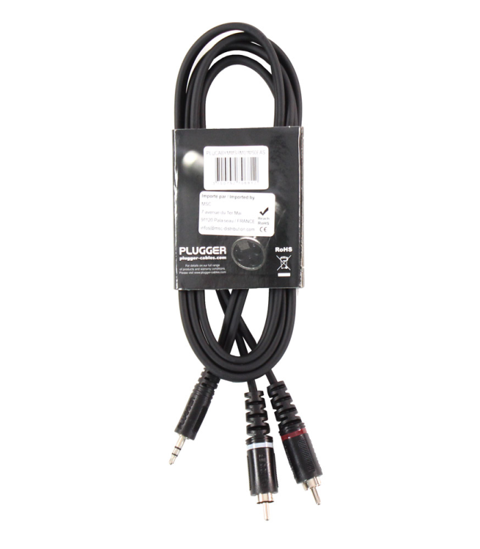 PLUGGER Câble Y Mini Jack Mâle Stéréo - RCA Mâle 1.50m Easy