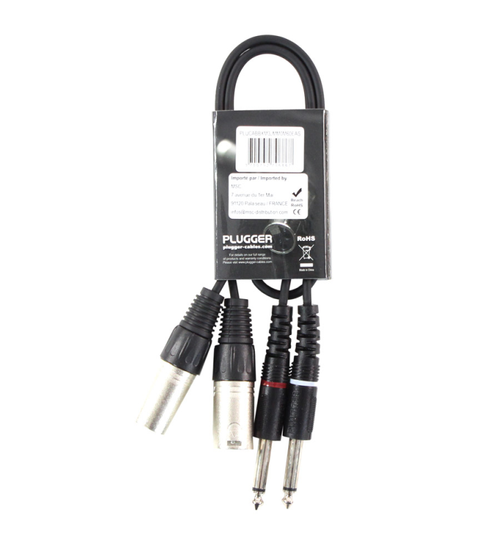 PLUGGER Câble Bretelle XLR Mâle 3b - Jack Mâle Mono 0.60m Easy