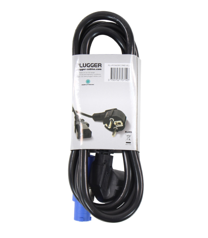 PLUGGER Câble d'alimentation Powercon norme EU 1.8m Elite