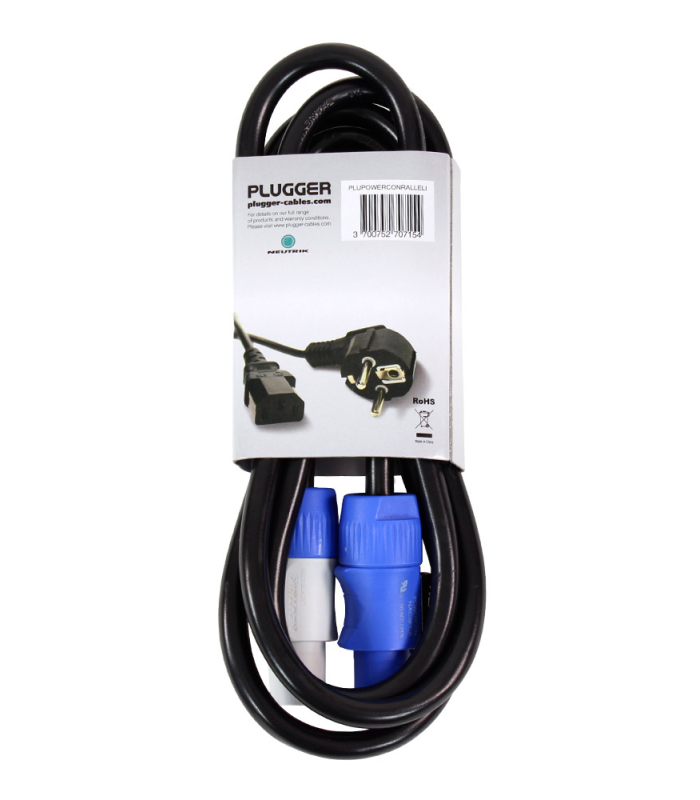 PLUGGER Câble d'alimentation Powercon Mâle - Male 1.8m Elite