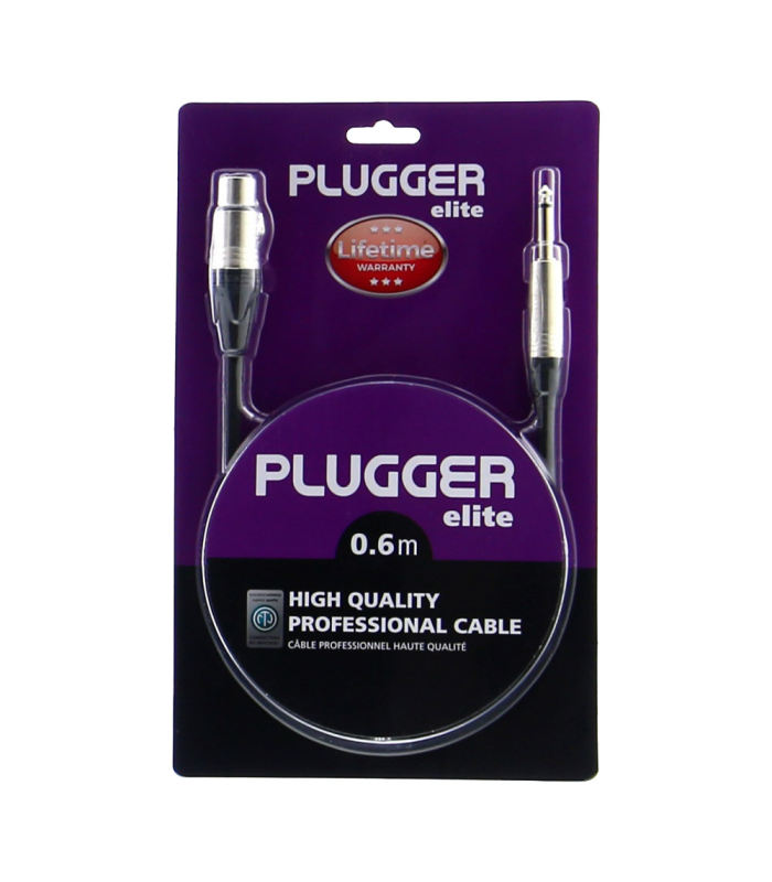 PLUGGER Câble XLR Femelle 3b - Jack Mâle Mono 0.6m Elite