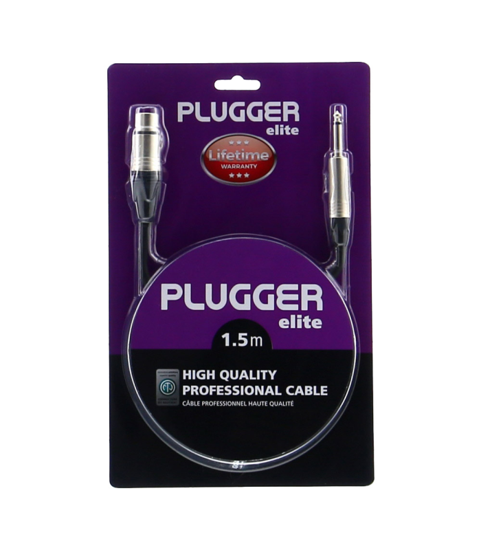 PLUGGER Câble XLR Femelle 3b - Jack Mâle Mono 1.50m Elite