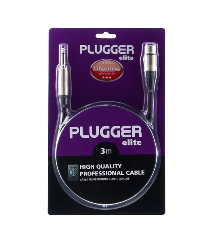 PLUGGER Câble XLR Femelle 3b - Jack Mâle Mono 3m Elite