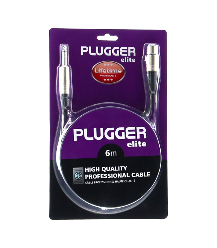 PLUGGER Câble XLR Femelle 3b - Jack Mâle Mono 6m Elite