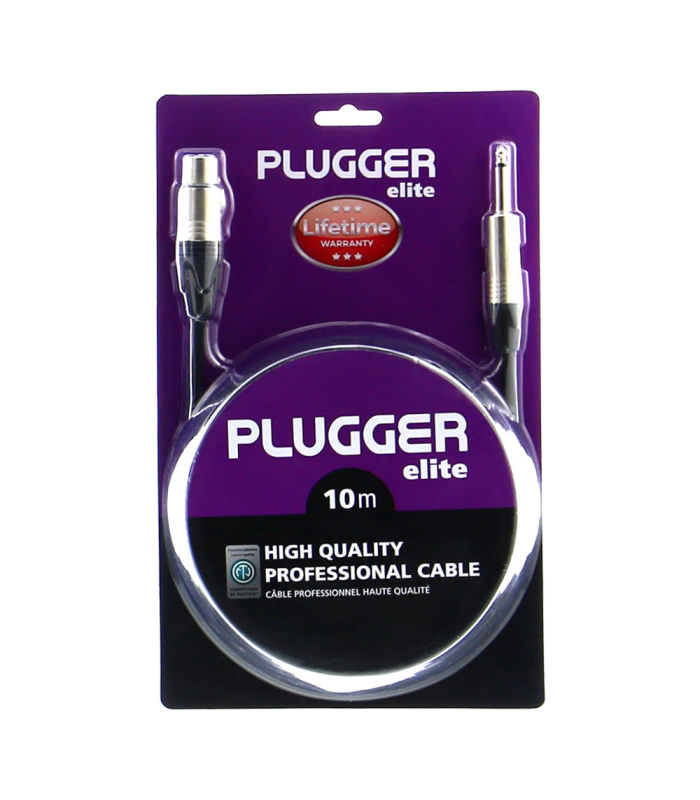 PLUGGER Câble XLR Femelle 3b - Jack Mâle Mono 10m Elite