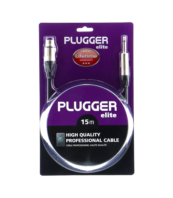 PLUGGER Câble XLR Femelle 3b - Jack Mâle Mono 15m Elite