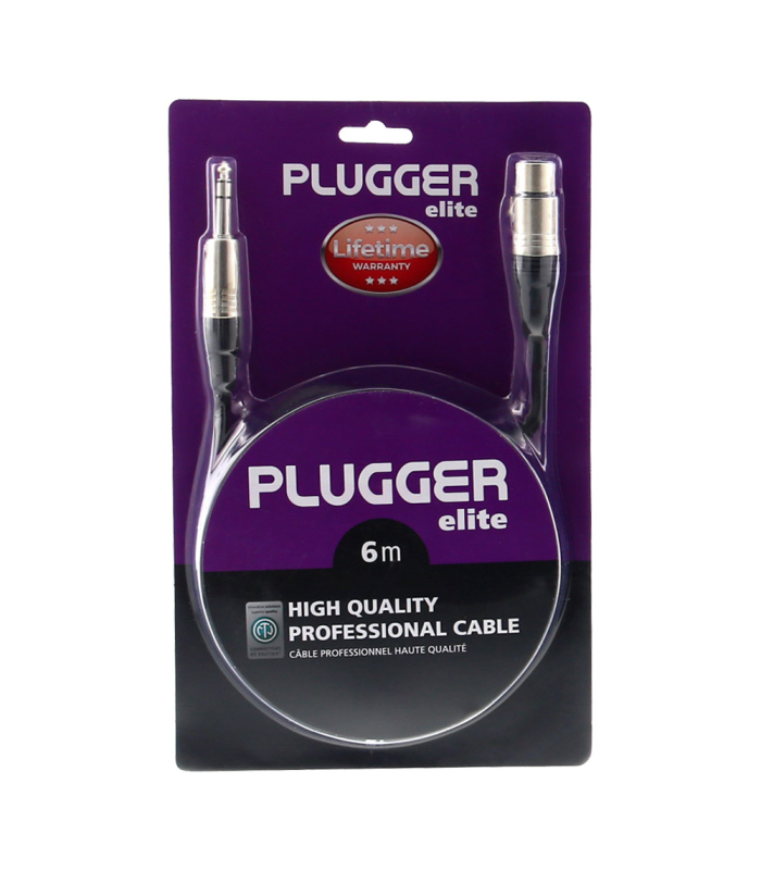 PLUGGER Câble XLR Femelle 3b - Jack Mâle Stéréo 6m Elite