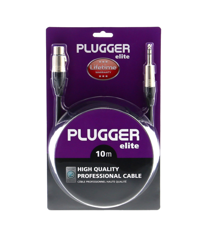 PLUGGER Câble XLR Femelle 3b - Jack Mâle Stéréo 10m Elite
