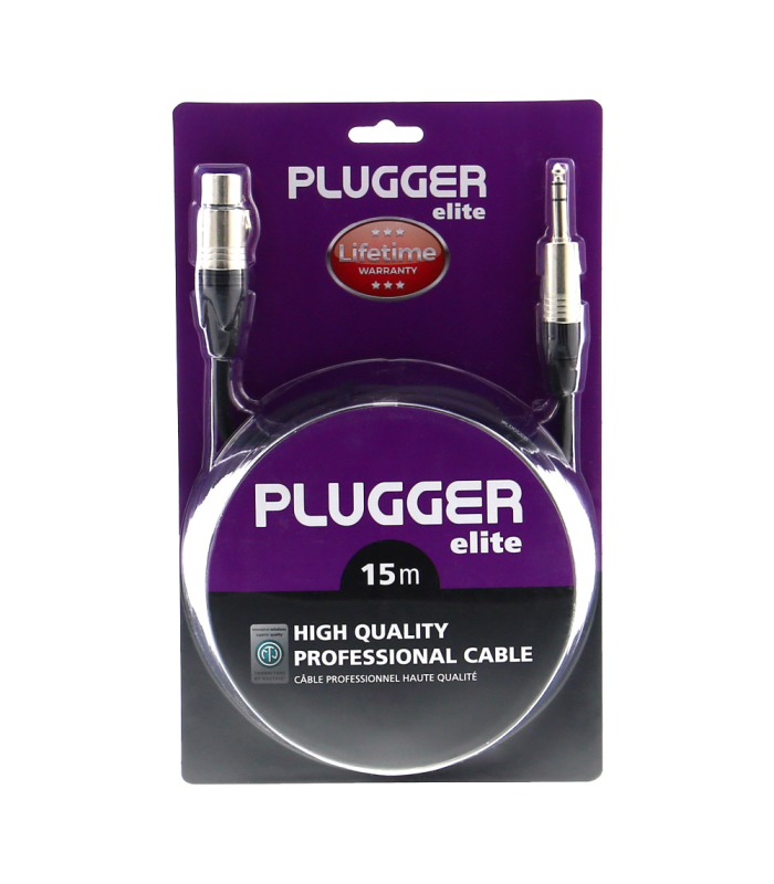 PLUGGER Câble XLR Femelle 3b - Jack Mâle Stéréo 15m Elite