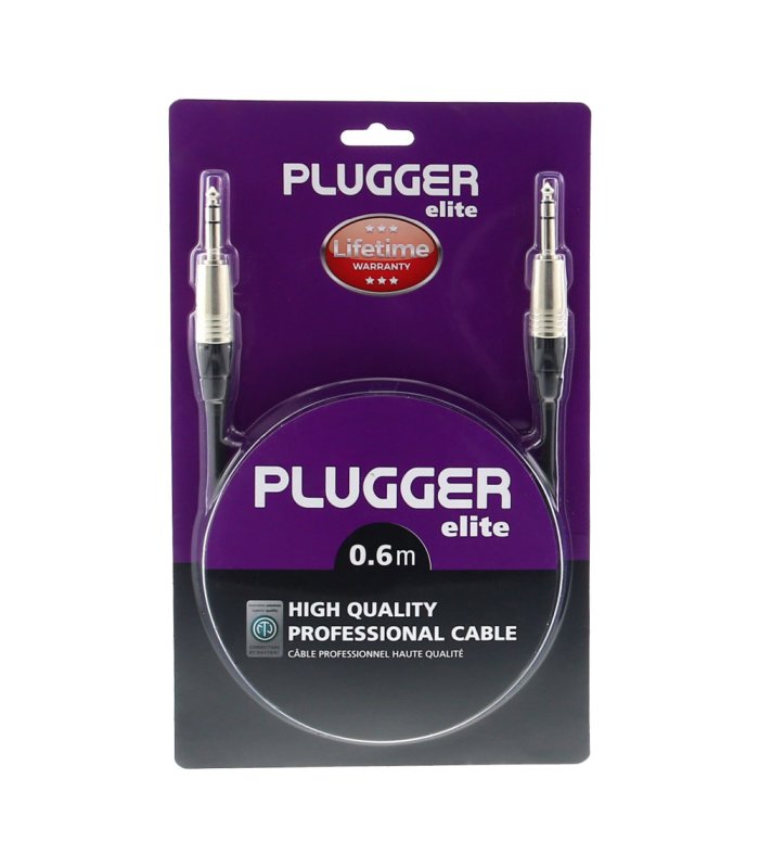 PLUGGER Câble Jack Mâle Stéréo - Jack Mâle Stéréo 0.60 m Elite
