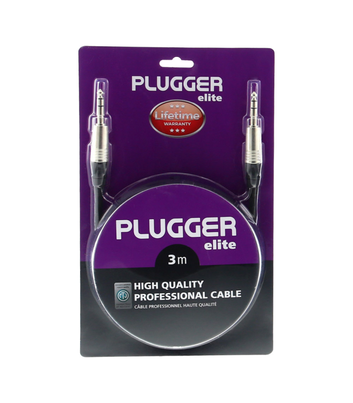 PLUGGER Câble Jack Mâle Stéréo - Jack Mâle Stéréo 3m Elite