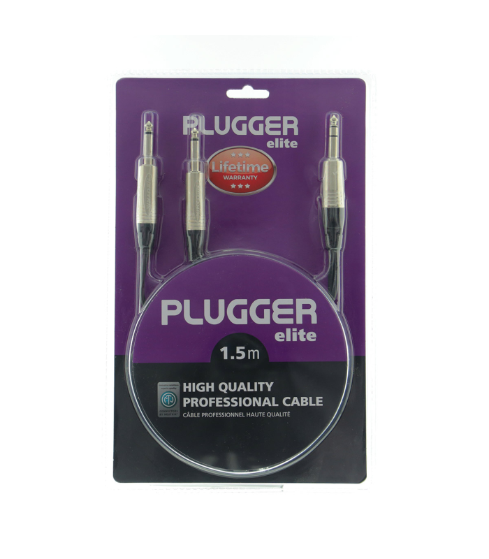 PLUGGER Câble Y Jack Mâle Stéréo - Jack Mâle Mono 1.50m Elite