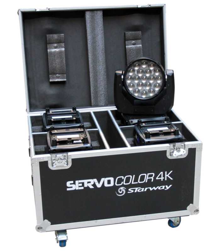 Lyre Wash à led STARWAY PACK LYRE SERVO COLOR en Flight-Case