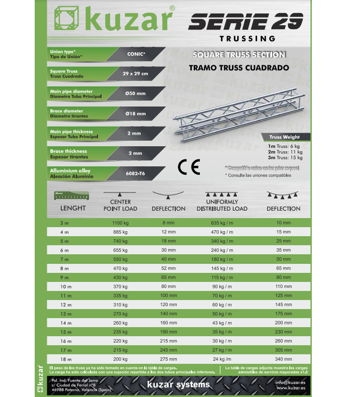 Estructura tubular cuadrada Kuzar TCG 29-1