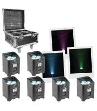 Pack de 6 projecteurs sur batterie BoomTone DJ EZBOX 4x15W + un fightcase