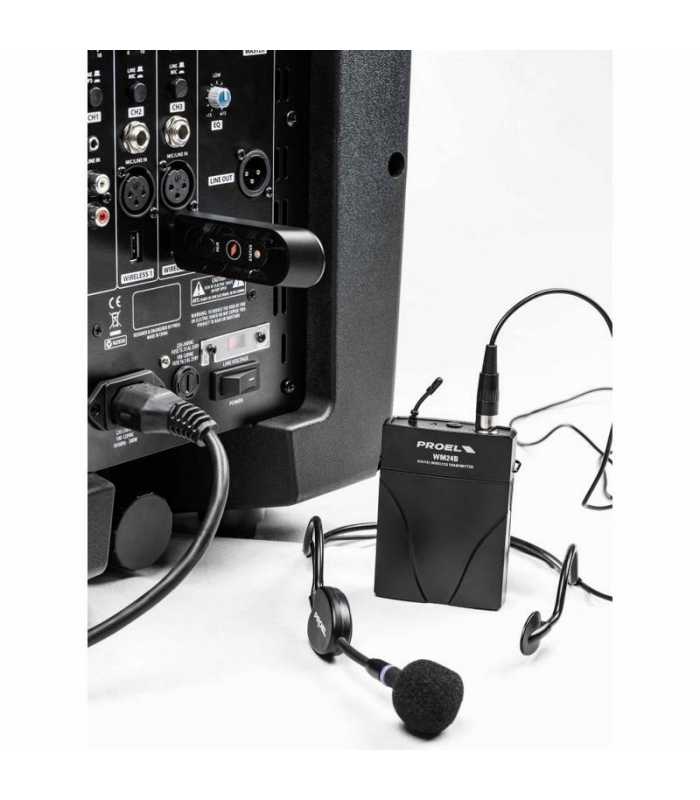 Sistema bi-amplificado con mezclador y MEDIA PLAYER Proel V10WAVE