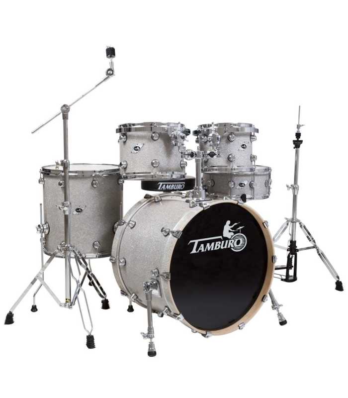 Batería de 5 piezas acabados plateado negro brillante Tamburo TB FORMULA22SLSK
