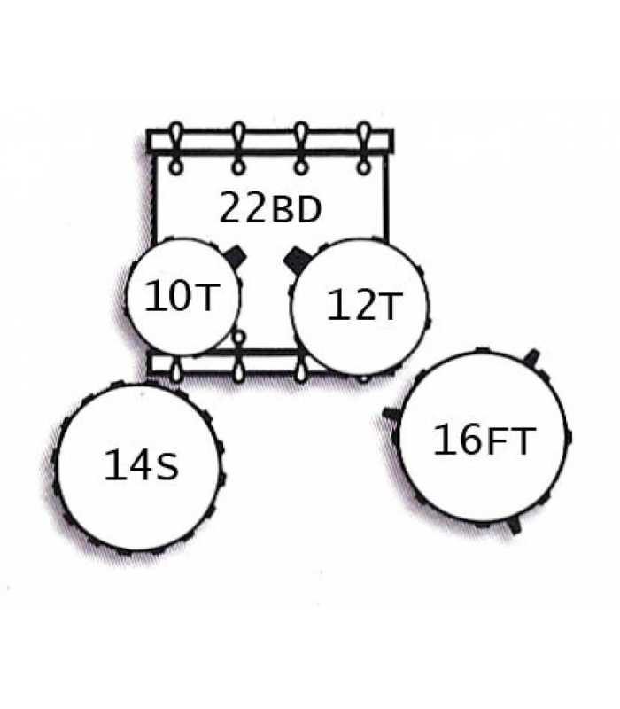 Batterie 5 pièces finitions argenté noir brillant Tamburo TB FORMULA22SLSK