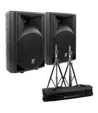 Pack Enceintes actives et pieds BoomTone DJ MS12A Bundle