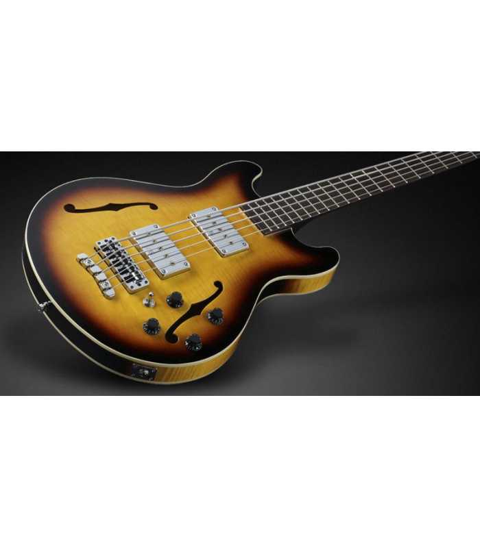 Basse électrique Warwick Star Bass - 5 cordes - AAA Flamed Maple Top Vintage Sunburst Transparent HighPolish