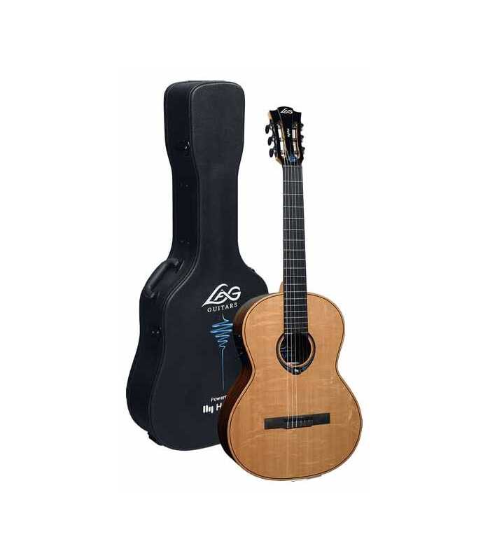 Guitare électro classique nylon pour gauchers Lâg HYVIBE 30 CLHV30E