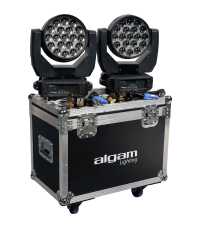 Pack de 2 x Lyres Wash LED avec Flight case Algam Lighting MW19x15Z Flight Duo