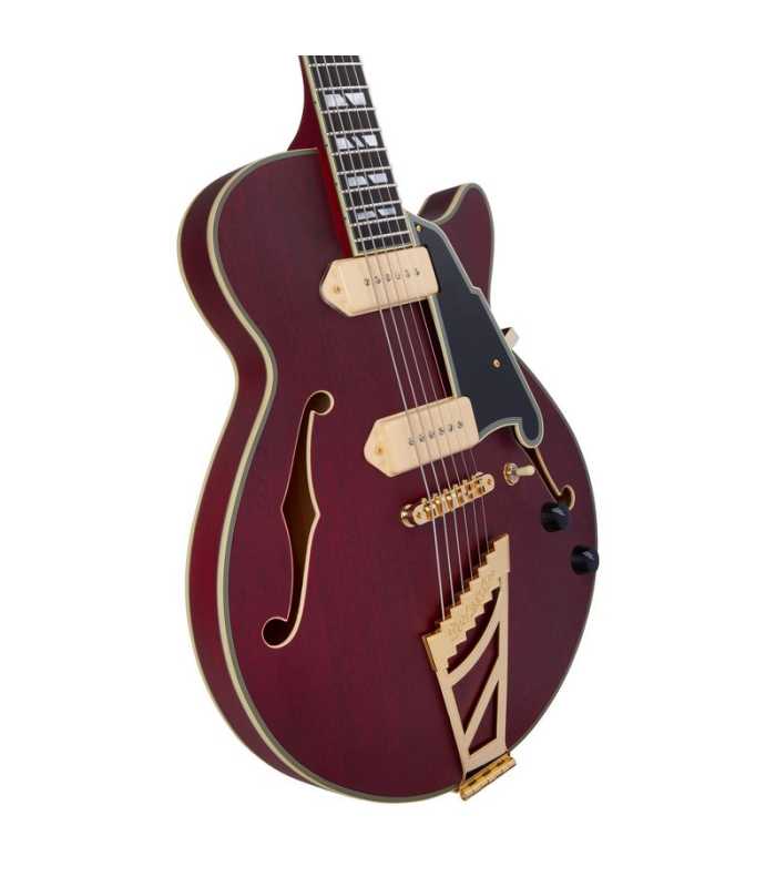 Guitare  Semi Hollow D'Angelico Deluxe SS Baritone Satin Trans Wine