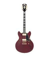 Guitare Semi Hollow D'Angelico Deluxe DC Satin Trans Wine