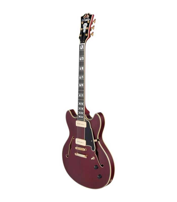 Guitare Semi Hollow D'Angelico Deluxe DC Satin Trans Wine