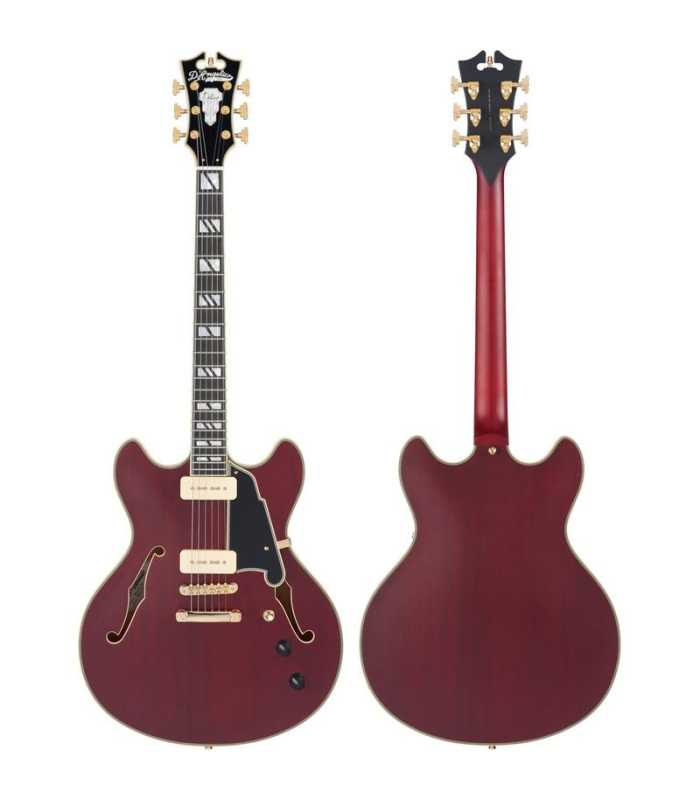 Guitarra Semi-Hollow D'Angelico Deluxe DC Satin Trans Wine