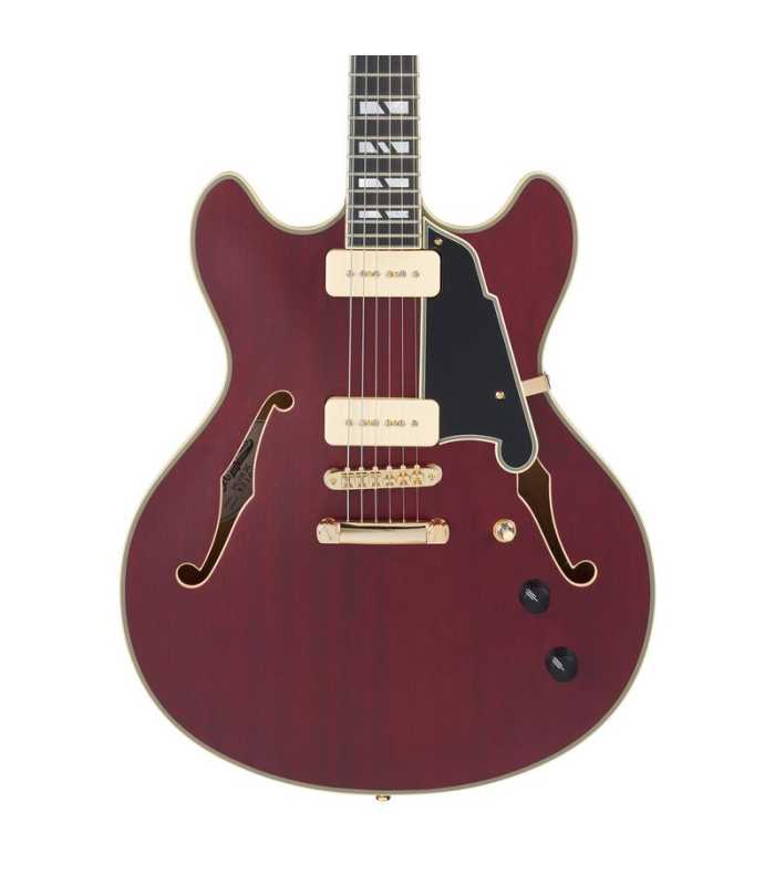 Guitarra Semi-Hollow D'Angelico Deluxe DC Satin Trans Wine